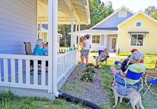 The newly built Village Hearth Cohousing community in Durham, North Carolina. The 28-house community is for people age 55 and over and welcomes LGBT residents as well as allies.